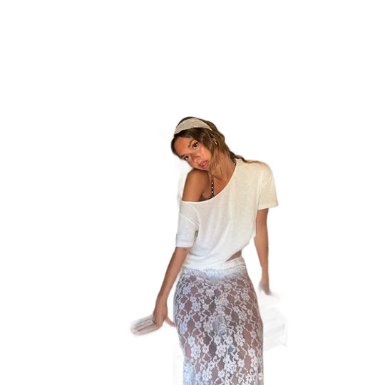 Damen Transparente Spitzen-Maxiröcke EB