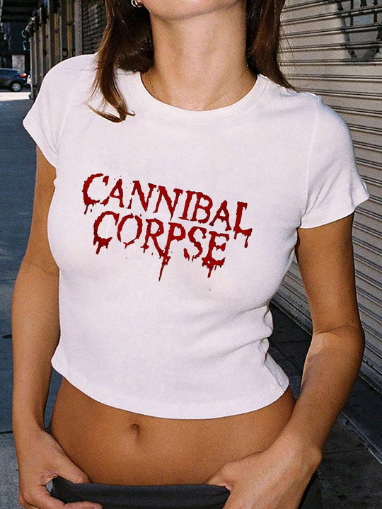 Damen Crop-T-Shirt mit künstlerischem Blutdruck-Design EB