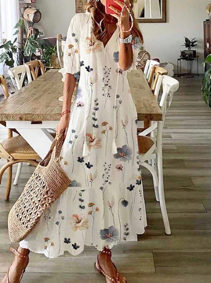 Damen Blütenverziertes Maxikleid Heidi-Mode