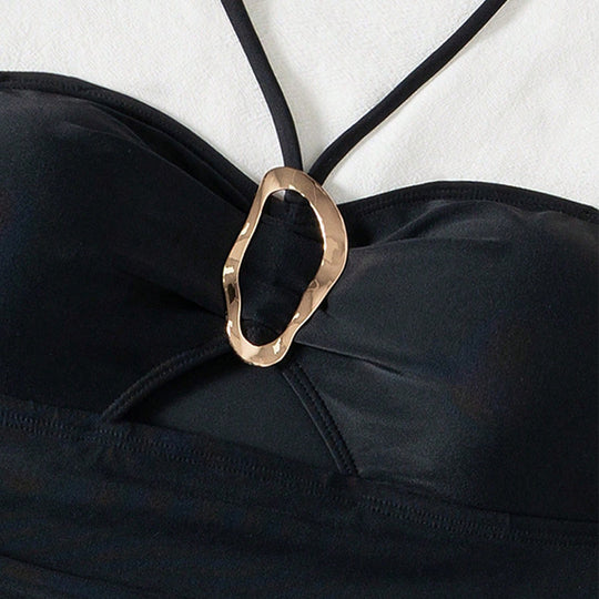 Damen eleganter Badeanzug mit Raffungen und modischem Cut-Out EB
