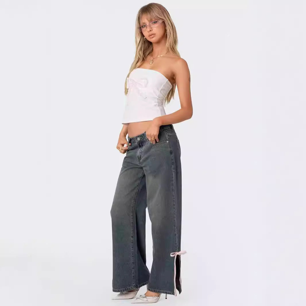 Damen Weite Jeans im lässigen Schnitt mit verstellbaren Beinen EB