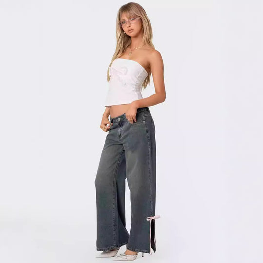 Damen Weite Jeans im lässigen Schnitt mit verstellbaren Beinen EB