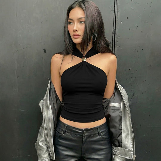 Damen Elegantes Crop-Top mit innovativem Halterdesign EB