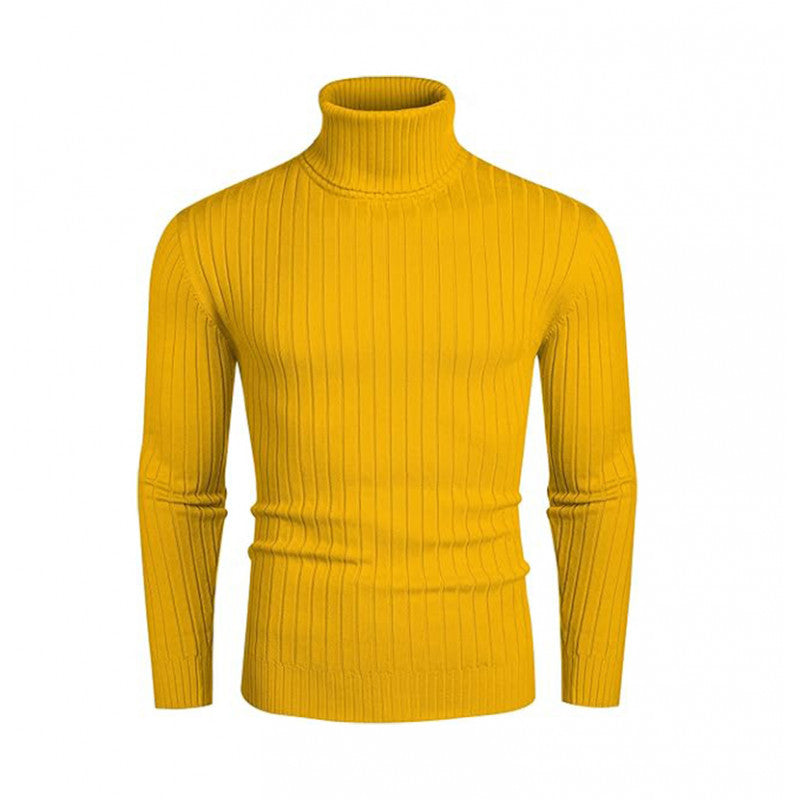 Herren nan gerippter Feinstrick-Rollkragenpullover Slim Fit EB