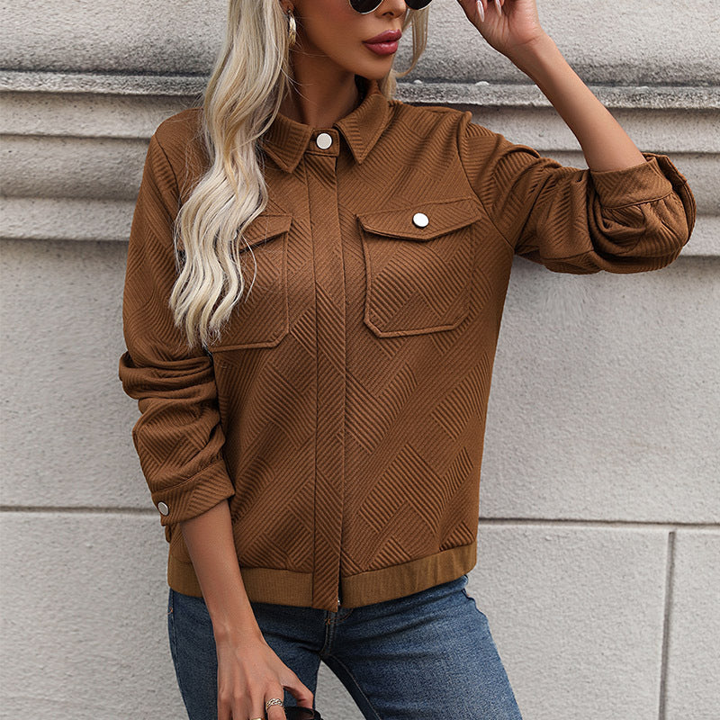 Damen moderner Utility-Jacke mit strukturiertem Obermaterial und praktischen Taschen EB