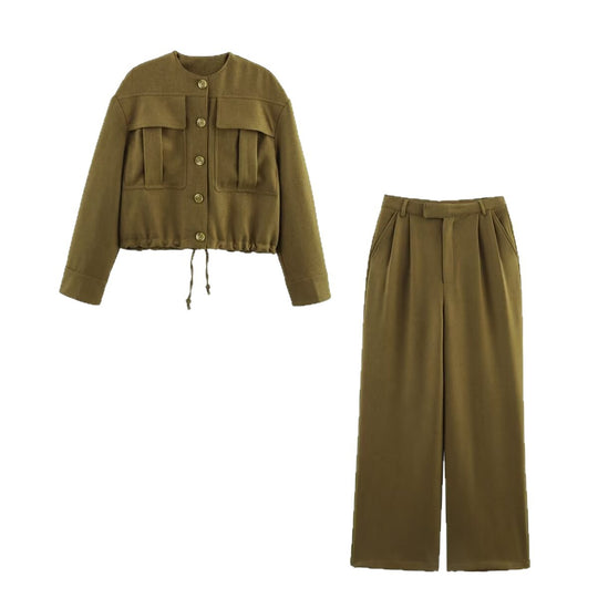Damen weite Hose mit hohem Bund und Faltenwurf EB