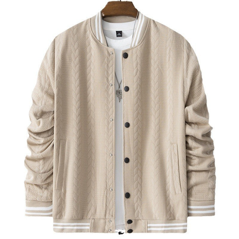 Herren sportliche Collegejacke mit strukturierter Oberfläche und modernen Kontraststreifen EB