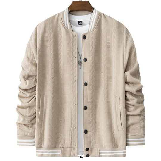 Herren sportliche Collegejacke mit strukturierter Oberfläche und modernen Kontraststreifen EB
