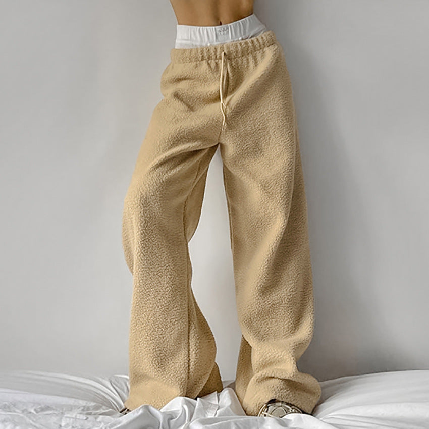 Damen Bequeme Fleece-Hose mit weitem Schnitt EB