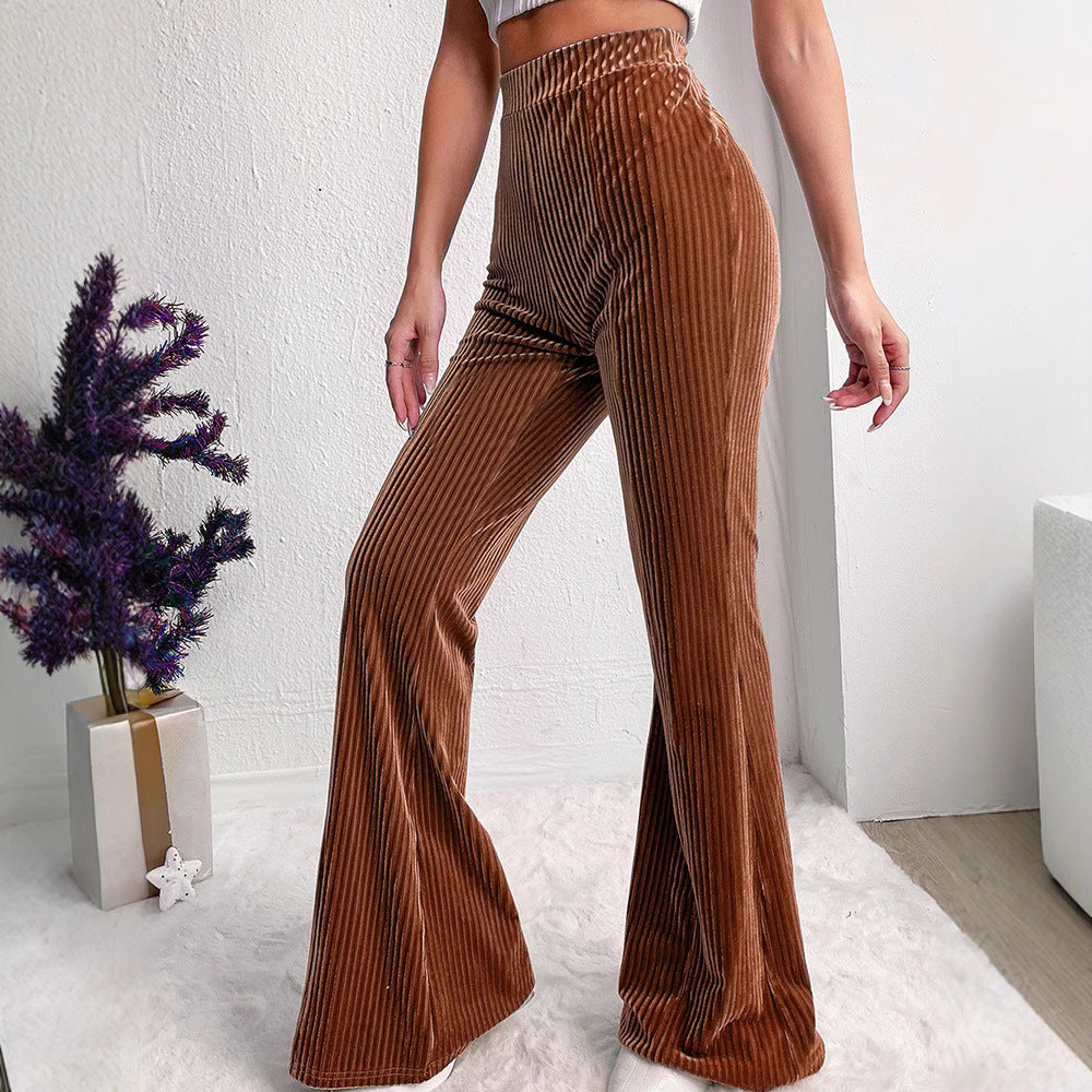 Damen weite Cord-Palazzo-Hose mit elastischem Bund und angenehmer Textur EB