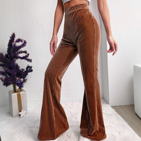 Damen weite Cord-Palazzo-Hose mit elastischem Bund und angenehmer Textur EB