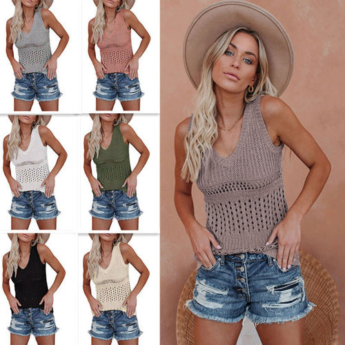 Damen Stricktanktop mit vielseitigem Lochmuster EB