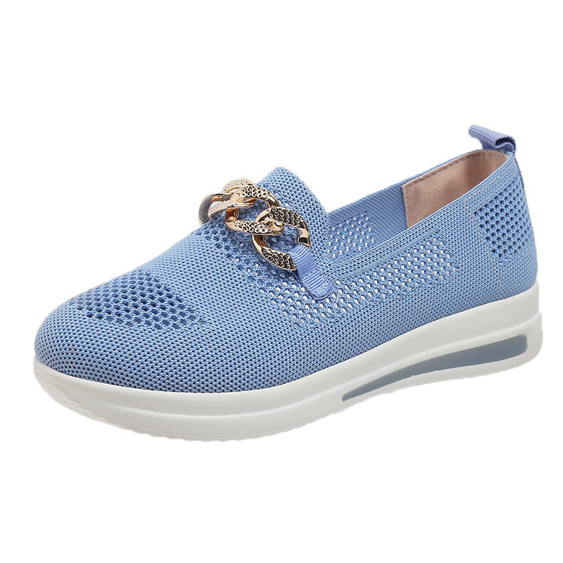 Damen Atmungsaktive Slip-On Sneakers mit modischem Ketten-Detail EB