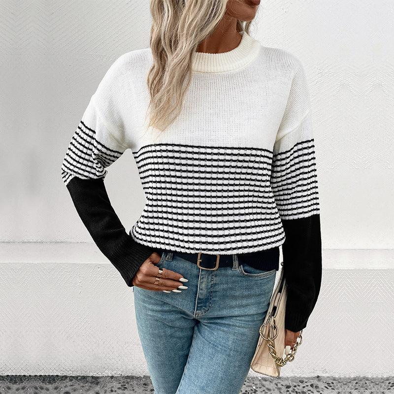 Damen Strickpullover mit modernem Muster und lässigem Schnitt EB