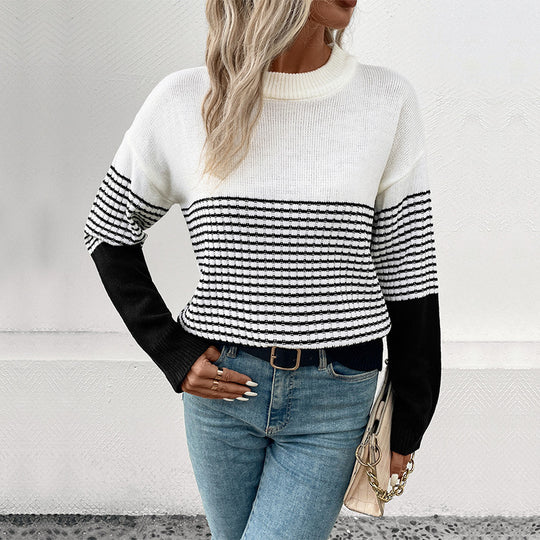 Damen Strickpullover mit modernem Muster und lässigem Schnitt EB