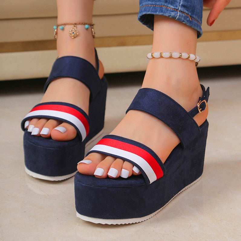 Damen Plattform-Sandalen mit modischem Riemchen-Design EB