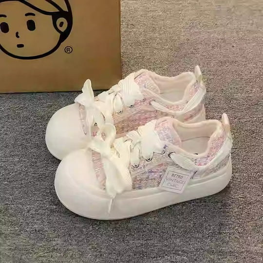Damen Vintage Sport Sneakers mit komfortabler Gummisohle und weichem Obermaterial EB