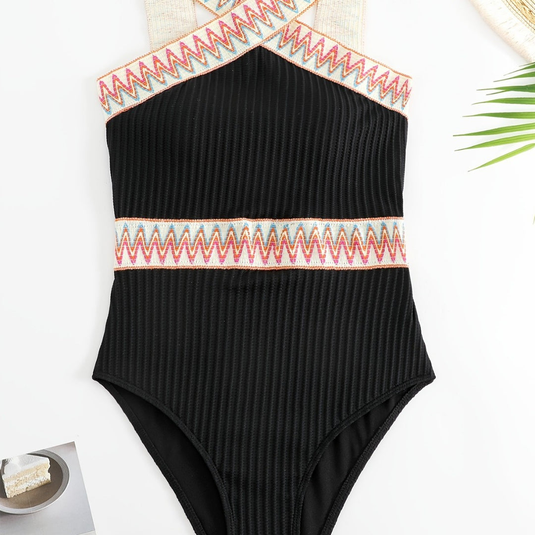 Damen Sportlicher Badeanzug mit hochgezogenem Taillenschnitt EB