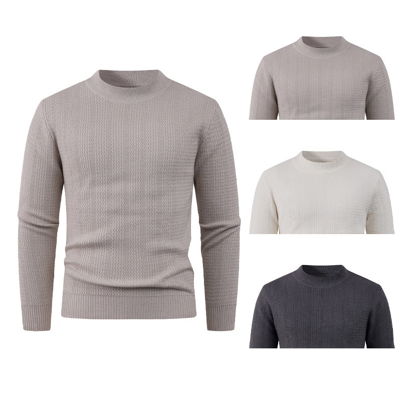 Herren Strukturpullover mit hochgeschlossenem Kragen und modischem Design EB