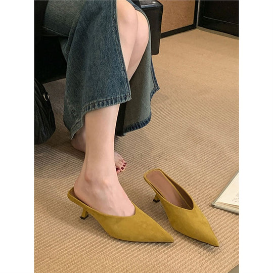 Damen elegante Mules mit spitzem Design EB