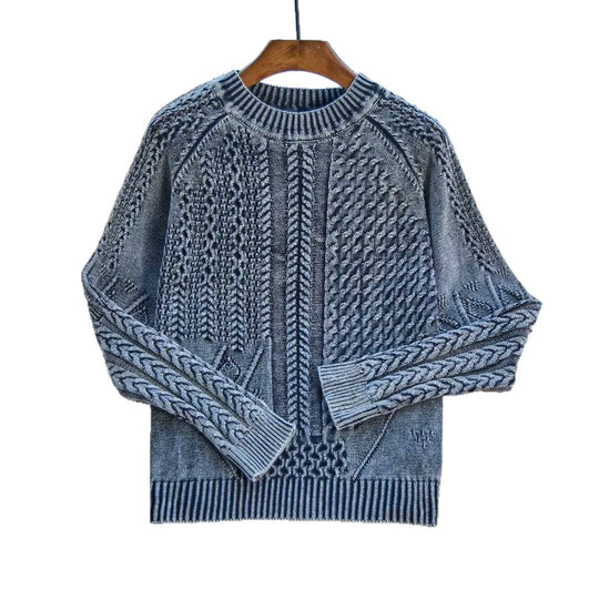 Damen Grob gestrickter Pullover mit Zopfmuster und lässigem Schnitt EB
