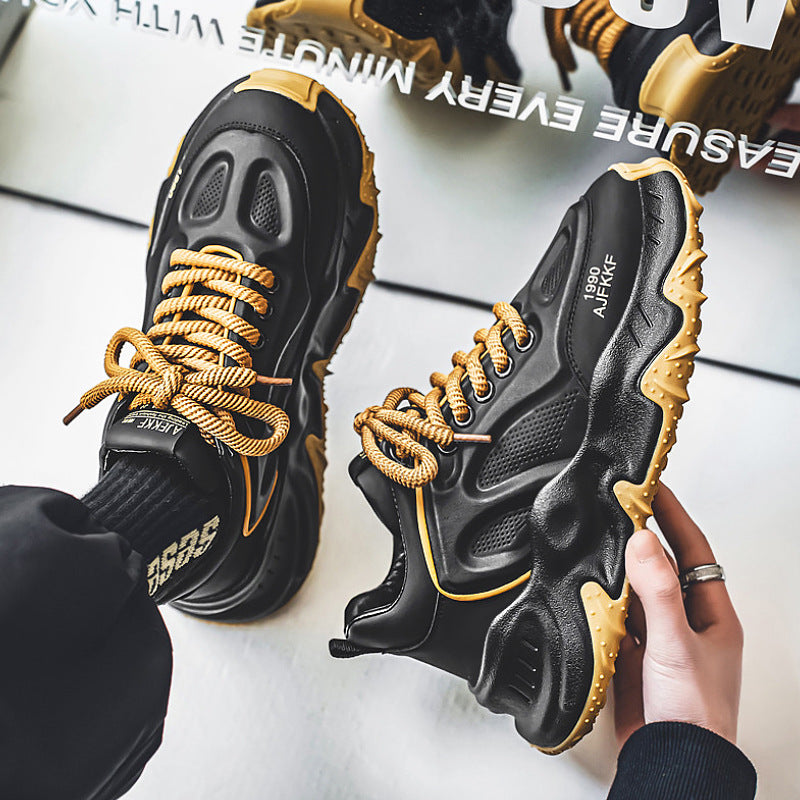 Damen klobige Plateausneaker mit perforiertem Obermaterial gepolstertem Knöchelkragen und griffiger Wellenlaufsohle EB