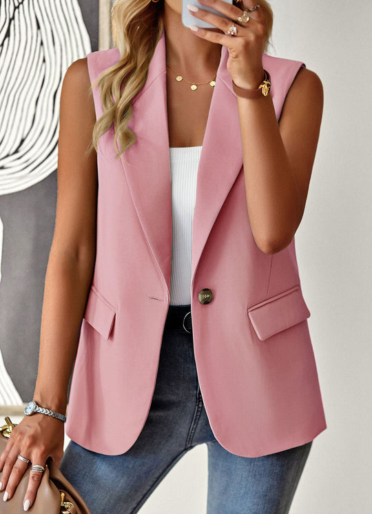 Damen ärmelloses Blazer-Oberteil mit taillierter Silhouette EB