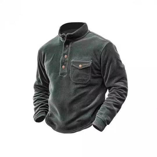Herren Fleece-Hemd mit Knopfleiste und Brusttasche EB