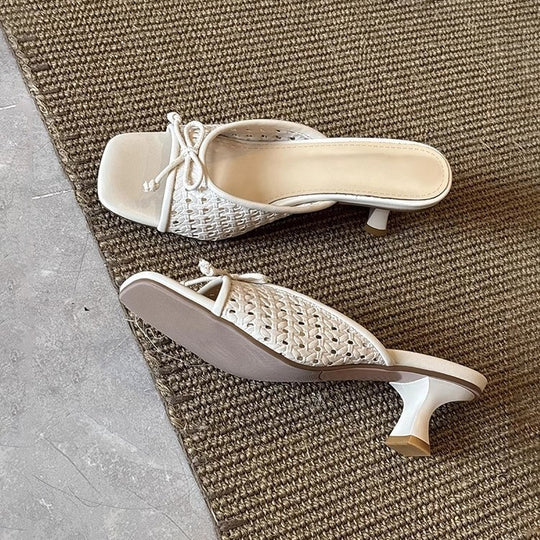 Damen modische Mules mit elegantem Schleifen-Design und komfortablem Absatz EB