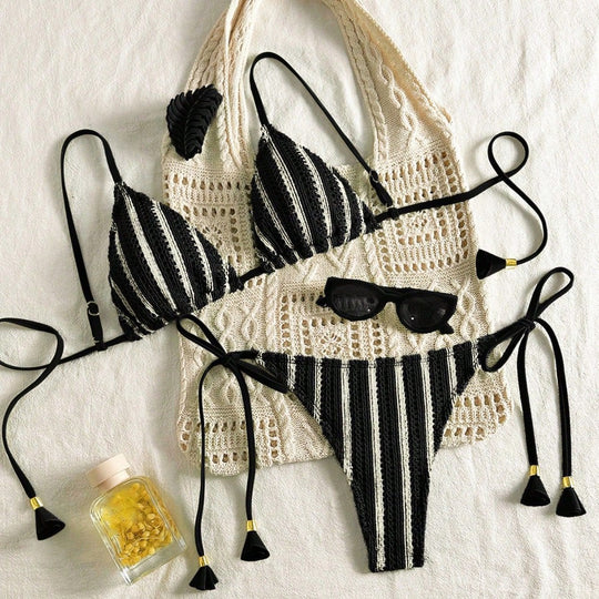 Damen Strappy Bikiniset mit verstellbaren Trägern EB
