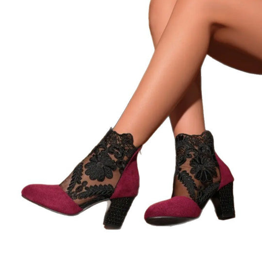 Damen Elegante und raffinierte Pumps mit floralen Spitzenverzierungen EB