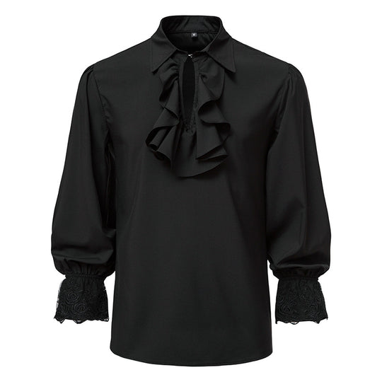 Damen Bluse mit Rüschendetails und Spitzenabschlüssen EB