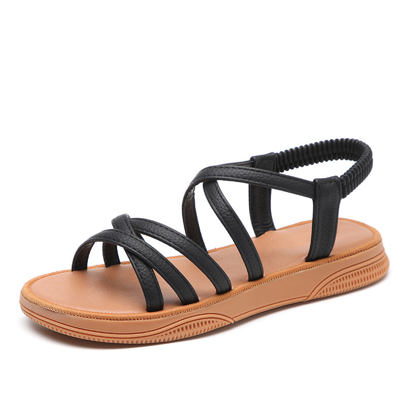 Damen Bequeme Riemchen-Sandaletten mit elastischem Fesselriemen und anatomischer Sohle EB