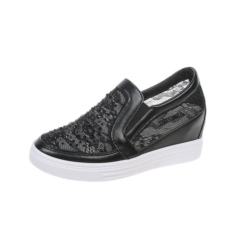 Damen Slip-On Keil-Sneaker mit funkelnden Ziersteinen und elastischen Seiteneinsätzen EB
