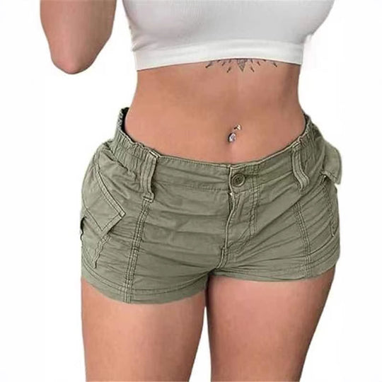 Damen bequeme Cargo-Shorts mit elastischem Bund und praktischen Taschen EB