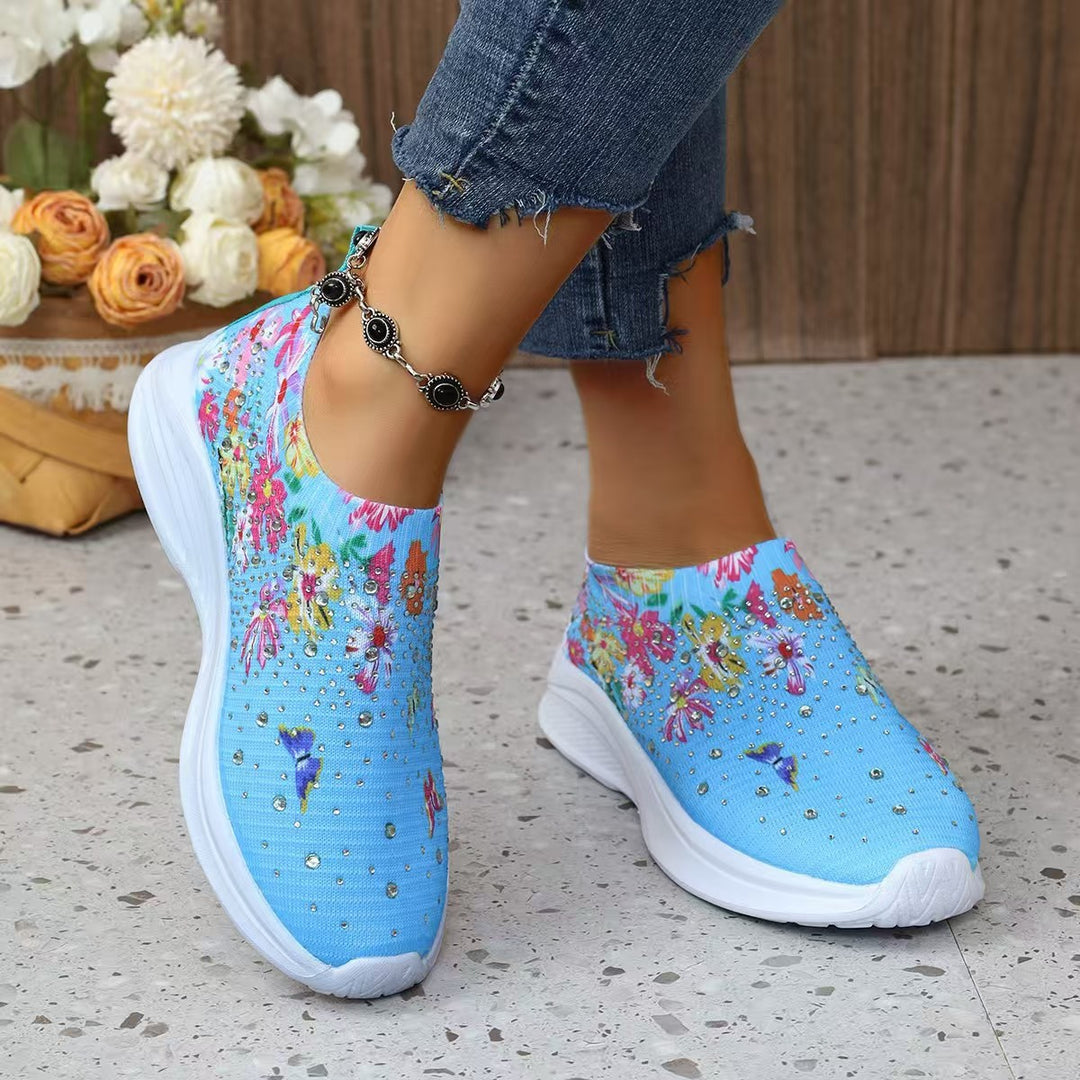 Damen farbenfrohe Design-Sneaker mit elastischem Einschlupf EB