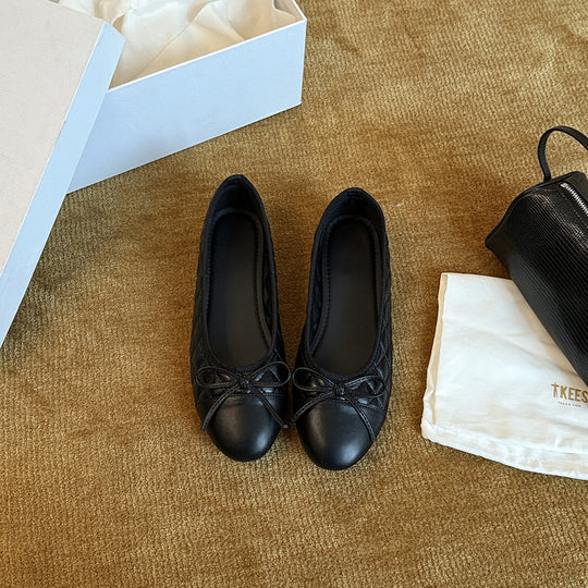 Damen Ballerinas mit elegantem Schleifendetail aus hochwertigem Leder EB