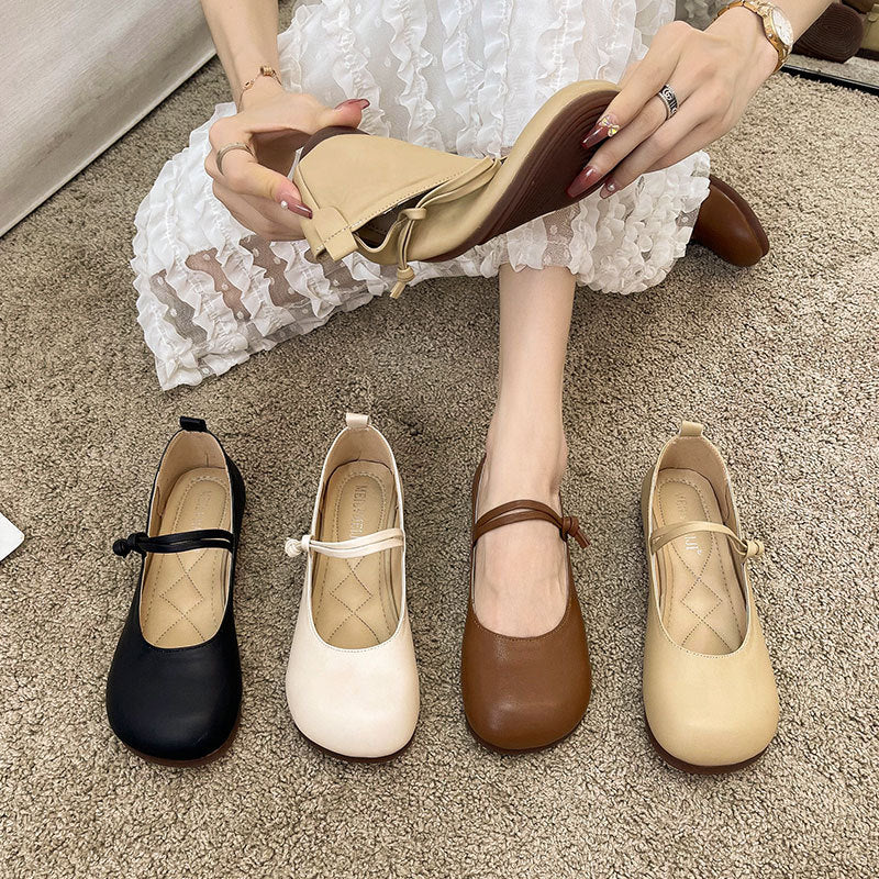 Damen Bequeme und elegante Ballerinas mit verstellbarem Riemen und weicher Innensohle EB