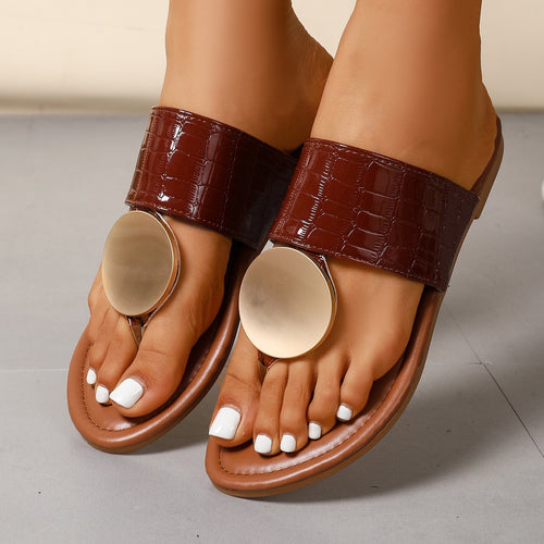 Damen elegante Riemensandalen mit modernem Kroko-Lederlook und glänzenden Akzenten EB
