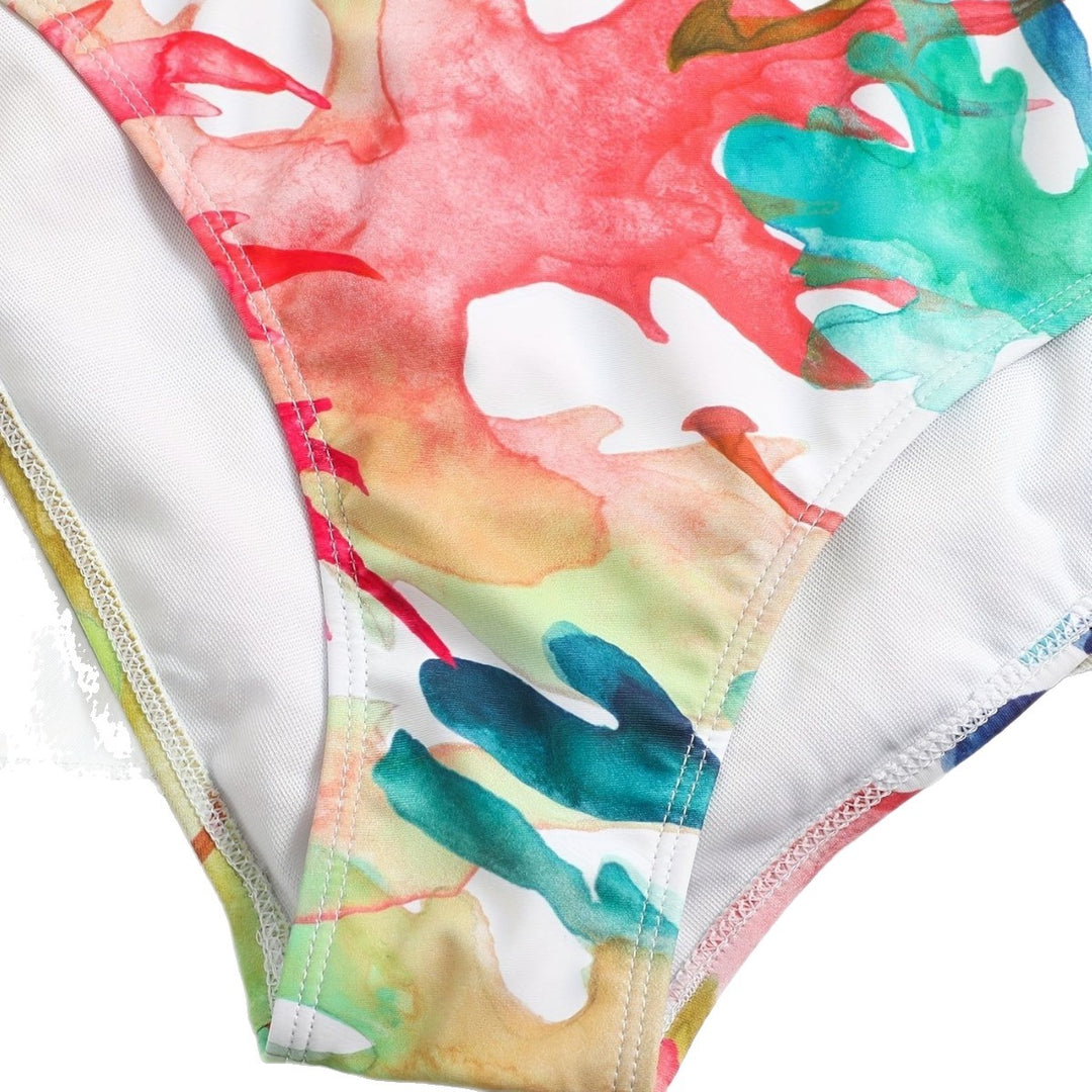 Damen Bikini-Set mit fließendem Rock und verspieltem Print EB