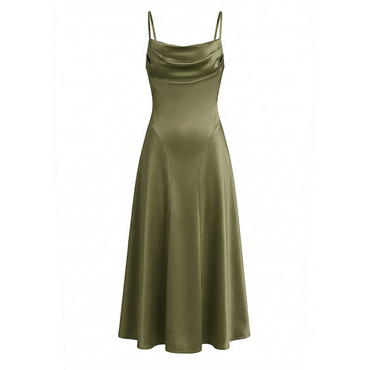 Damen Maxikleid mit eleganter Drapierung und feinem Satin-Finish R&B