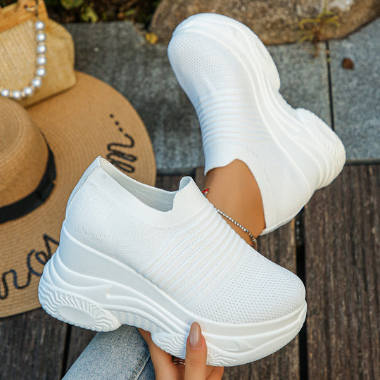 Damen Sneakers mit bequemem Stretch-Obermaterial und dämpfendem Plateau EB