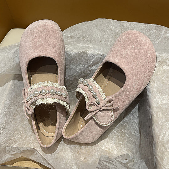 Damen Ballerina mit elegantem Schleifenverzierung und hochwertiger Plüschoberfläche EB