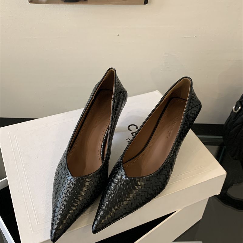 Damen elegante spitze Pumps mit geflochtenem Design und praktischem Komfort EB