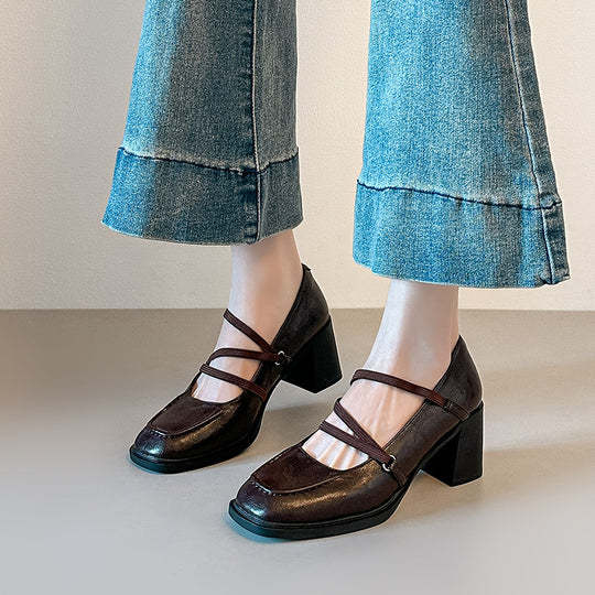 Damen Komfortable Mary Jane Schuhe mit modischem Riemen EB