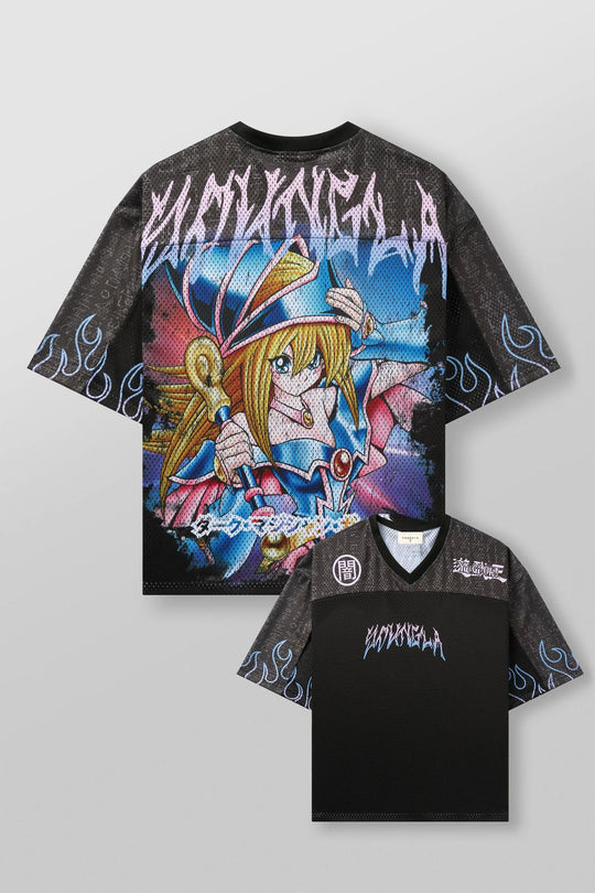 Unisex nan atmungsaktives Netz-Jersey mit großflächigem Anime-Print und V-Ausschnitt EB