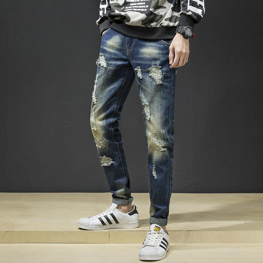 Herren lässige Jeans mit modischen Destroyed-Elementen EB