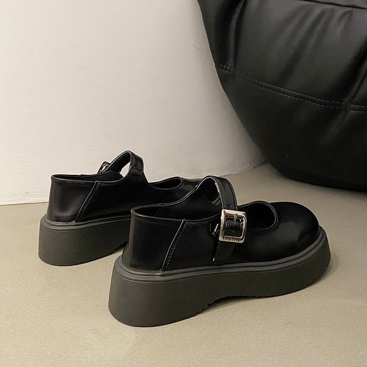 Damen modische Plateau-Mary Jane Schuhe mit verstellbarem Schnallenverschluss EB
