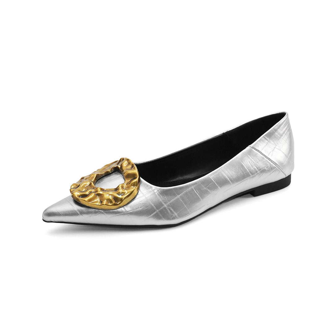 Damen elegante Ballerinas mit funkelndem Detail und raffinierter Schnallenapplikation EB