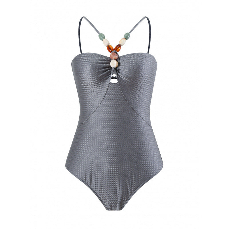 Damen Bandeau-Badeanzug mit asymmetrischem Rock EB